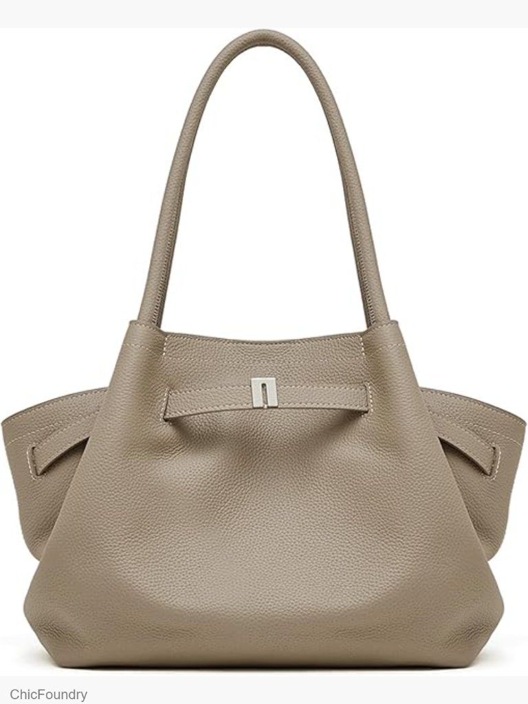 Spacious Leather Work Tote With Magnetic Closure, Fits 15" Laptop, Lightweight